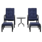 Champneys 2-Seater Steel and Fabric Outdoor Reclining Bistro Set with Stool, Blue