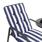 Champneys 2-Seater Steel and Fabric Outdoor Reclining Bistro Set with Stool, Blue