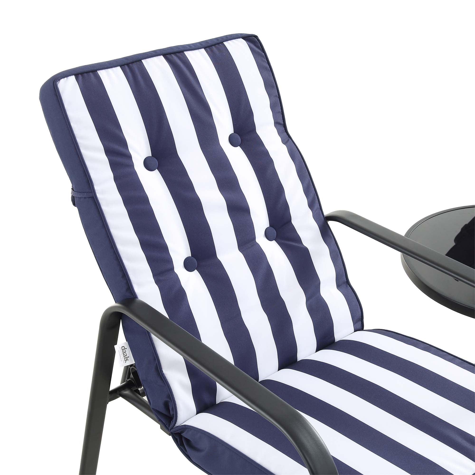 Champneys 2-Seater Steel and Fabric Outdoor Reclining Bistro Set with Stool, Blue