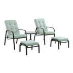 Champneys 2-Seater Steel and Fabric Outdoor Reclining Bistro Set with Stool, Sage Green