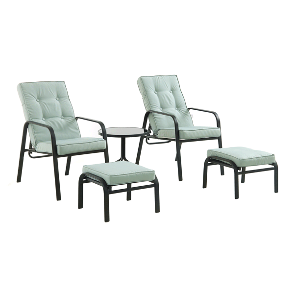 Champneys 2-Seater Steel and Fabric Outdoor Reclining Bistro Set with Stool, Sage Green