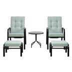 Champneys 2-Seater Steel and Fabric Outdoor Reclining Bistro Set with Stool, Sage Green