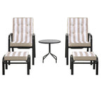 Champneys 2-Seater Steel and Fabric Outdoor Reclining Bistro Set with Stool, Taupe