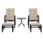 Champneys 2-Seater Steel and Fabric Outdoor Reclining Bistro Set with Stool, Taupe