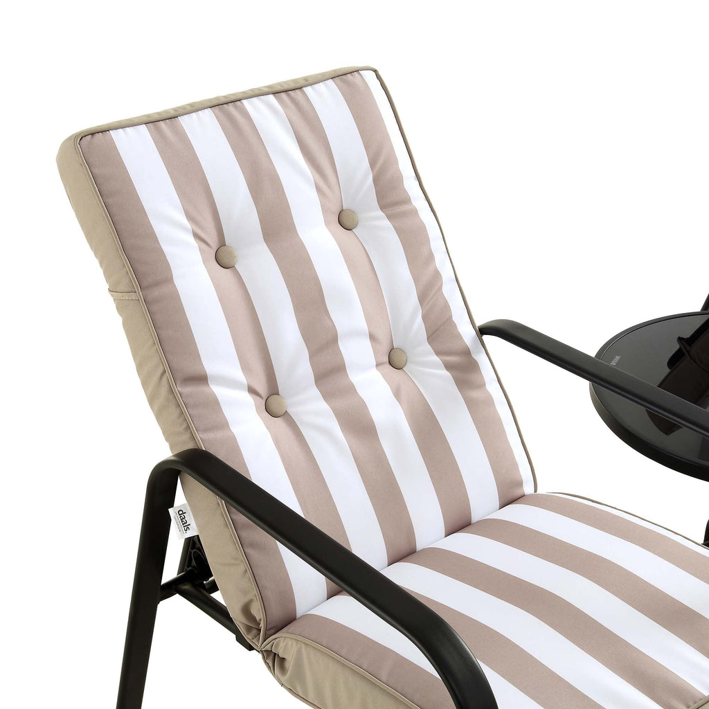 Champneys 2-Seater Steel and Fabric Outdoor Reclining Bistro Set with Stool, Taupe