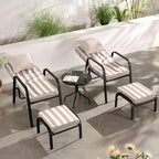 Champneys 2-Seater Steel and Fabric Outdoor Reclining Bistro Set with Stool, Taupe