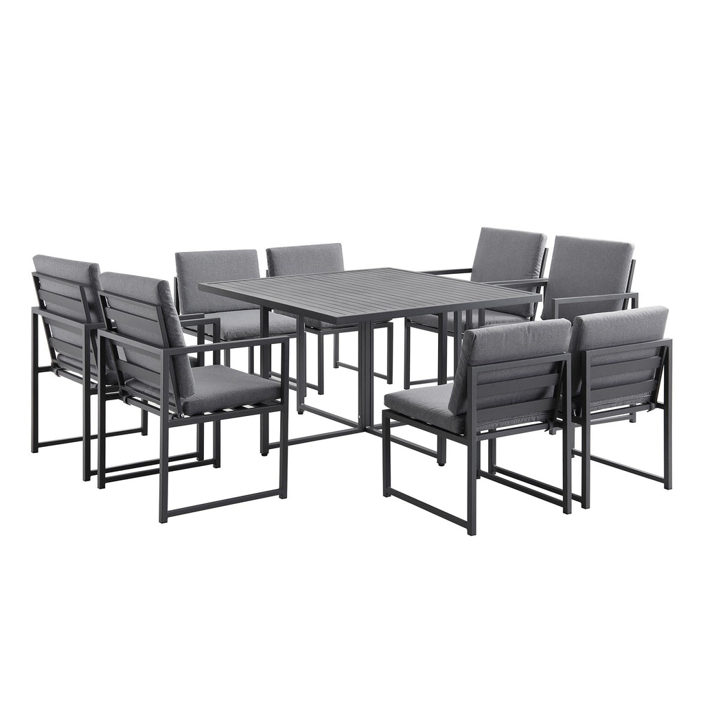 Albany Aluminium 9-Piece Outdoor Cube Dining Set, Grey