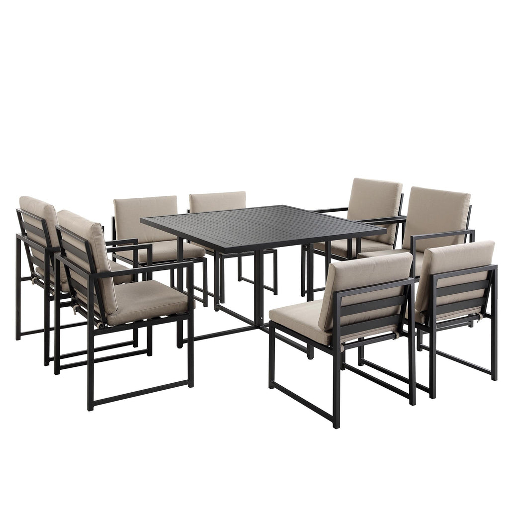 Albany Aluminium 9-Piece Outdoor Cube Dining Set,Taupe