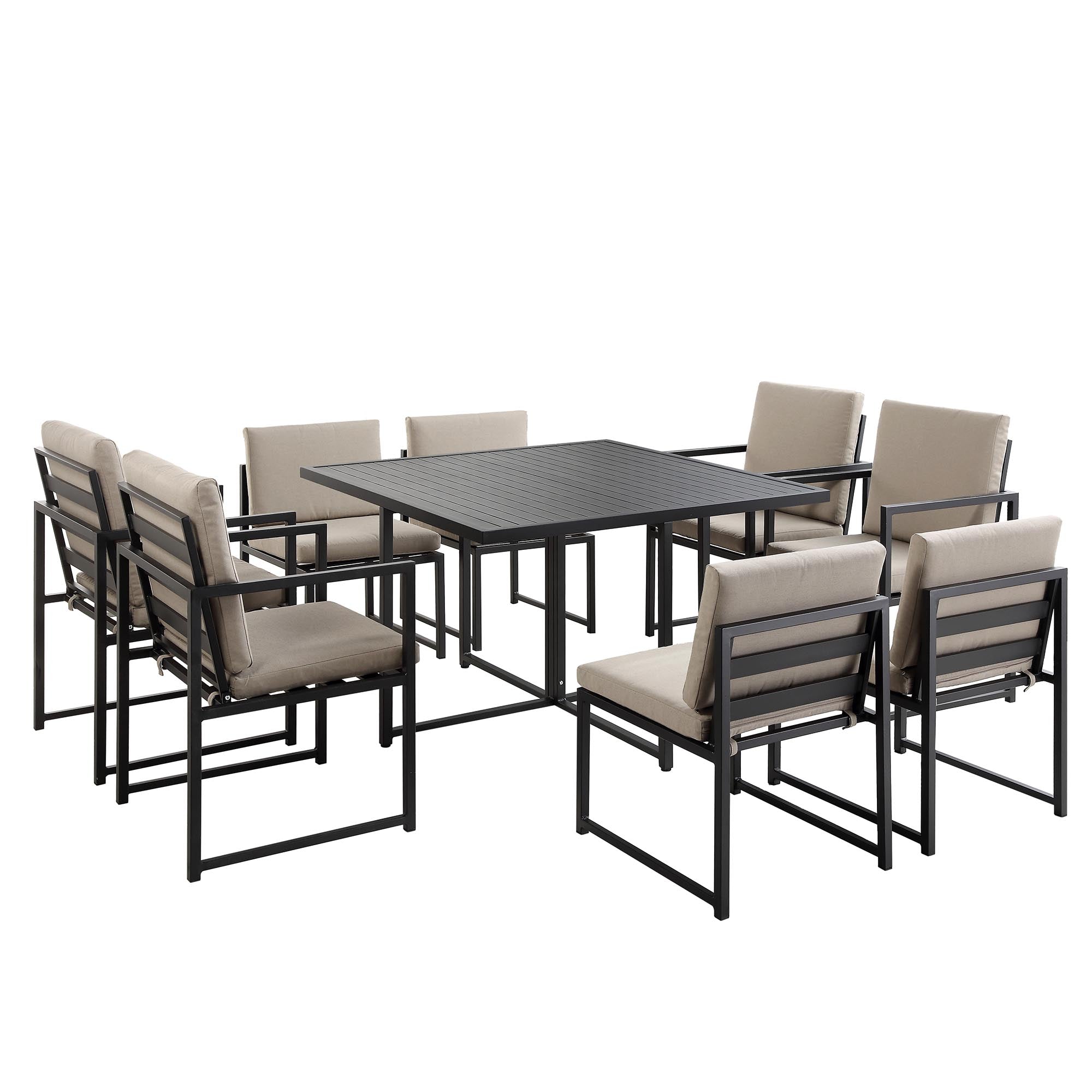Albany Aluminium 9-Piece Outdoor Cube Dining Set,Taupe