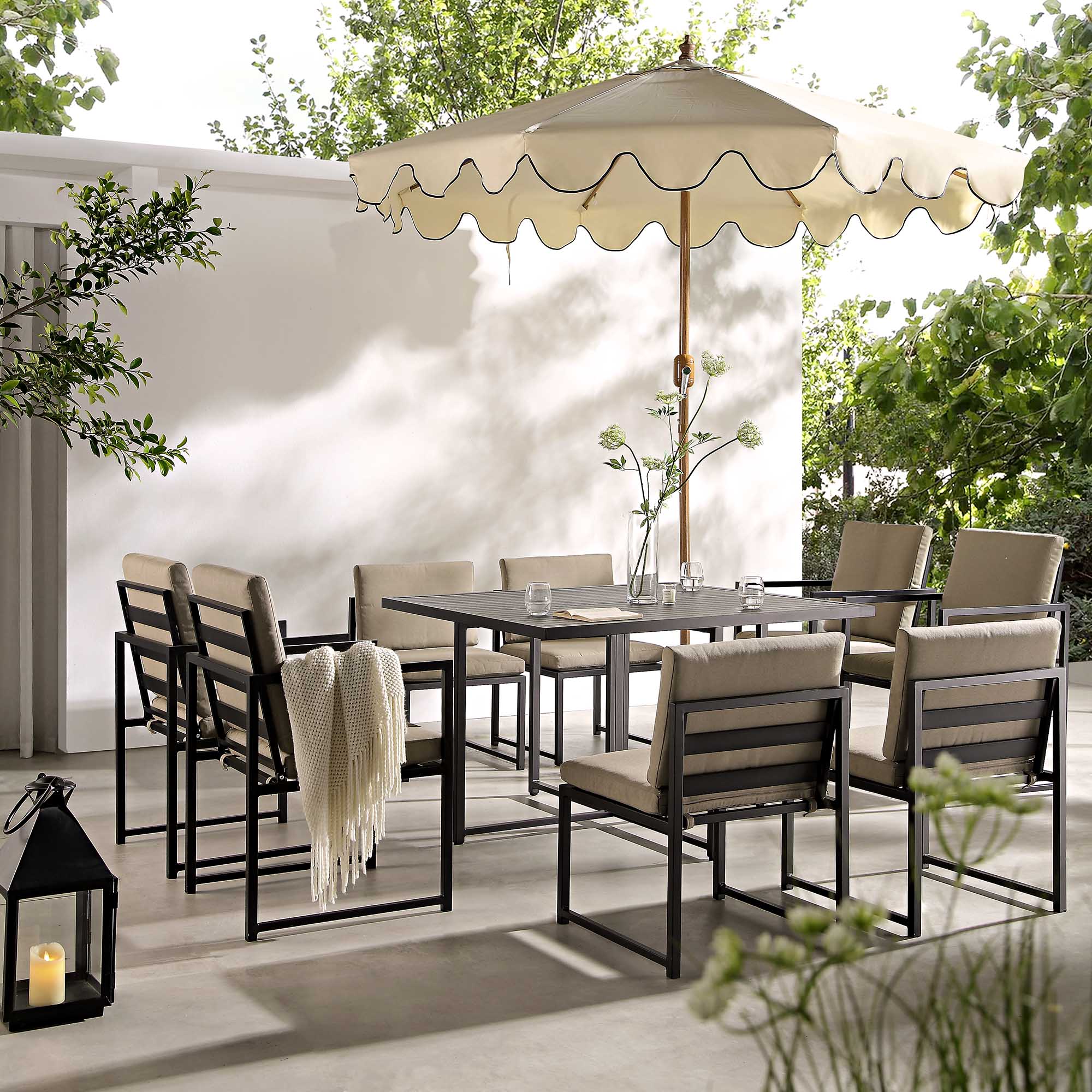 Albany Aluminium 9-Piece Outdoor Cube Dining Set,Taupe