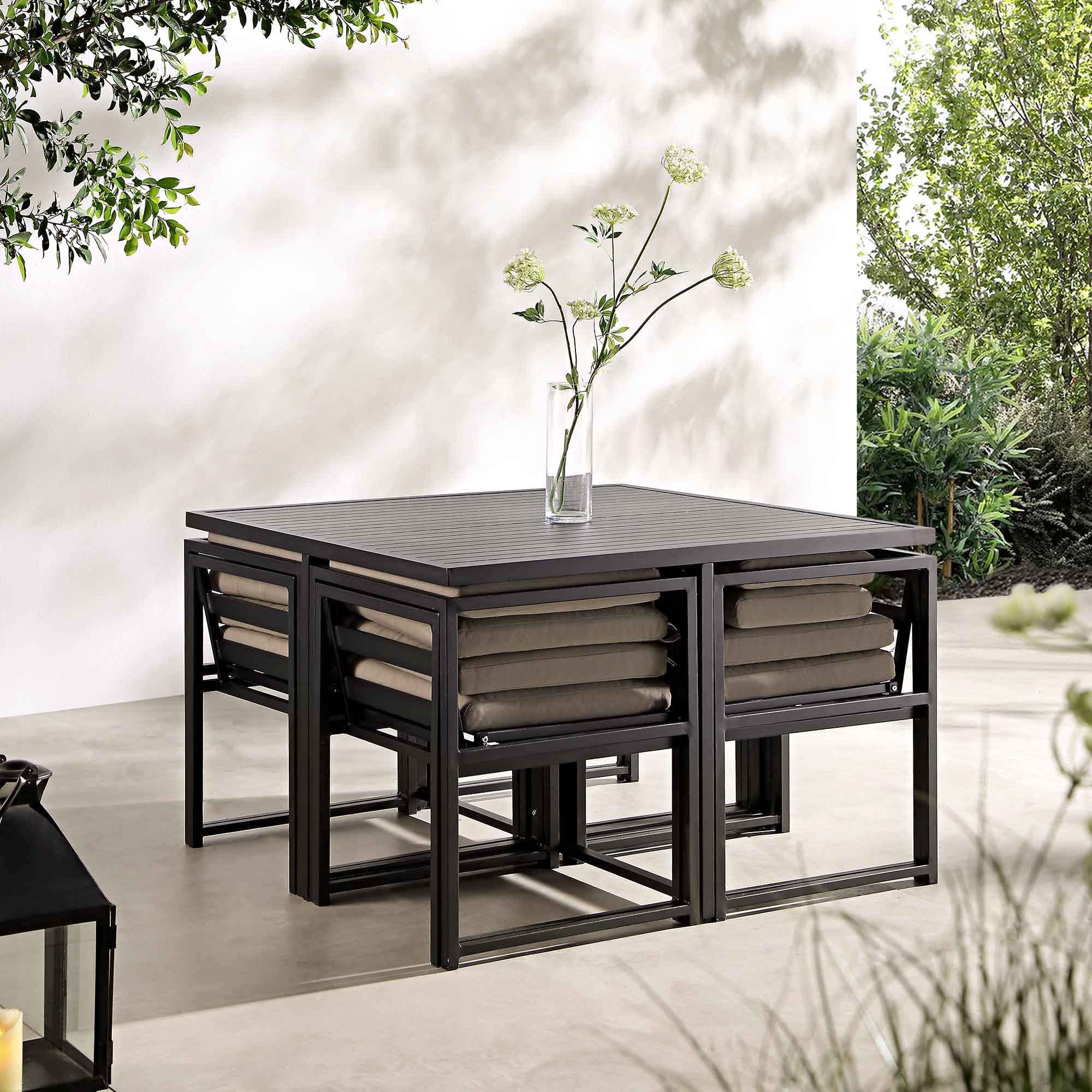 Albany Aluminium 9-Piece Outdoor Cube Dining Set,Taupe