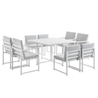 Albany Aluminium 9-Piece Outdoor Cube Dining Set, White