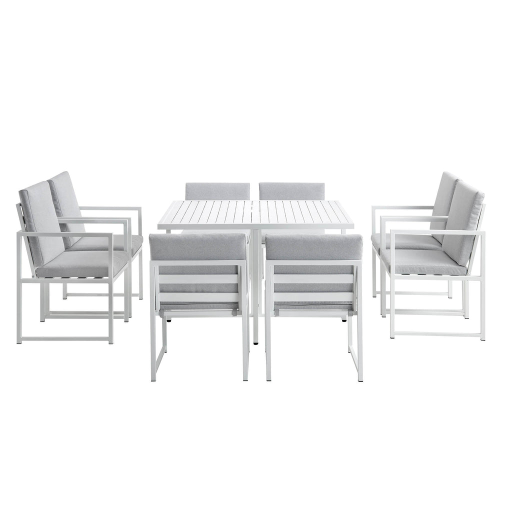 Albany Aluminium 9-Piece Outdoor Cube Dining Set, White
