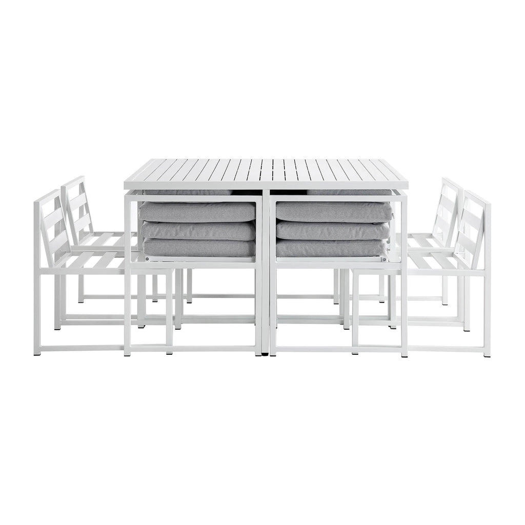 Albany Aluminium 9-Piece Outdoor Cube Dining Set, White