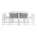 Albany Aluminium 9-Piece Outdoor Cube Dining Set, White