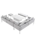 Calabasas Large Outdoor Fabric and Aluminium Corner Casual Dining Set with Rising Table, Light Grey