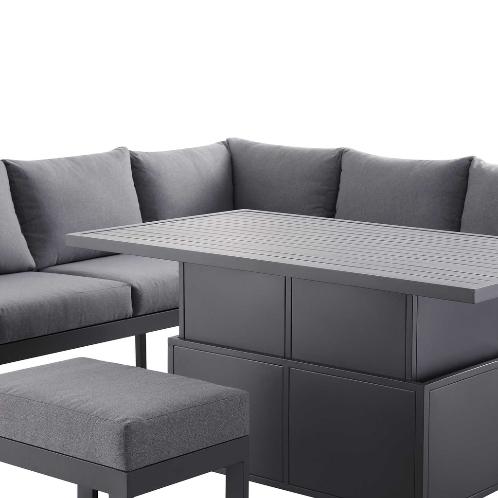 Albany Aluminium Large Corner Casual Dining Set with Rising Table, Grey