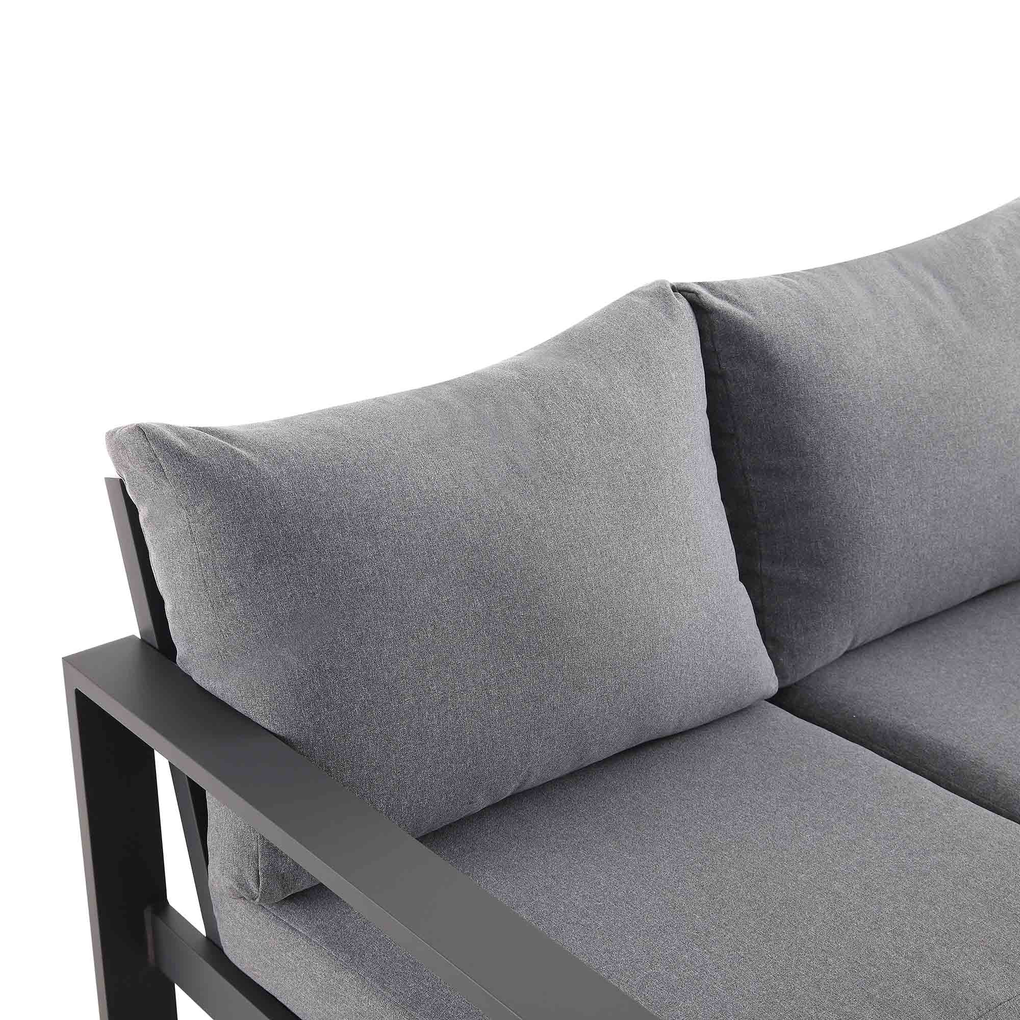 Albany Aluminium Large Corner Casual Dining Set with Firepit Table, Grey