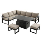 Albany Aluminium Large Corner Casual Dining Set with Rising Table, Taupe