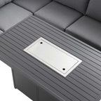 Albany Aluminium Large Corner Casual Dining Set with Firepit Table, Grey