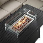 Albany Aluminium Large Corner Casual Dining Set with Firepit Table, Taupe