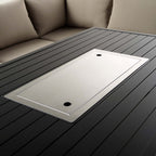 Albany Aluminium Large Corner Casual Dining Set with Firepit Table, Taupe