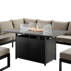 Albany Aluminium Large Corner Casual Dining Set with Firepit Table, Taupe