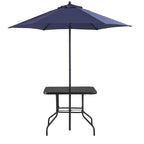 Champneys 4-Seater Steel and Fabric Outdoor Patio Dining Set with Parasol, Navy Blue