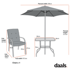 Champneys 4-Seater Steel and Fabric Outdoor Patio Dining Set with Parasol, Navy Blue