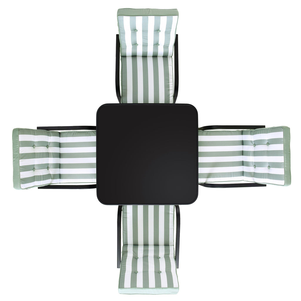 Champneys 4-Seater Steel and Fabric Outdoor Patio Dining Set with Parasol, Sage Green