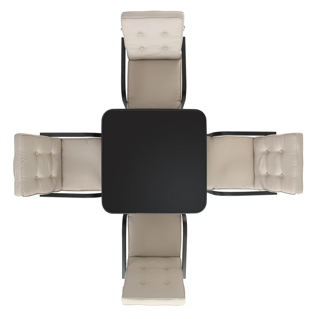 Champneys 4 Seater Steel and Fabric Outdoor Patio Dining Set with Parasol, Taupe