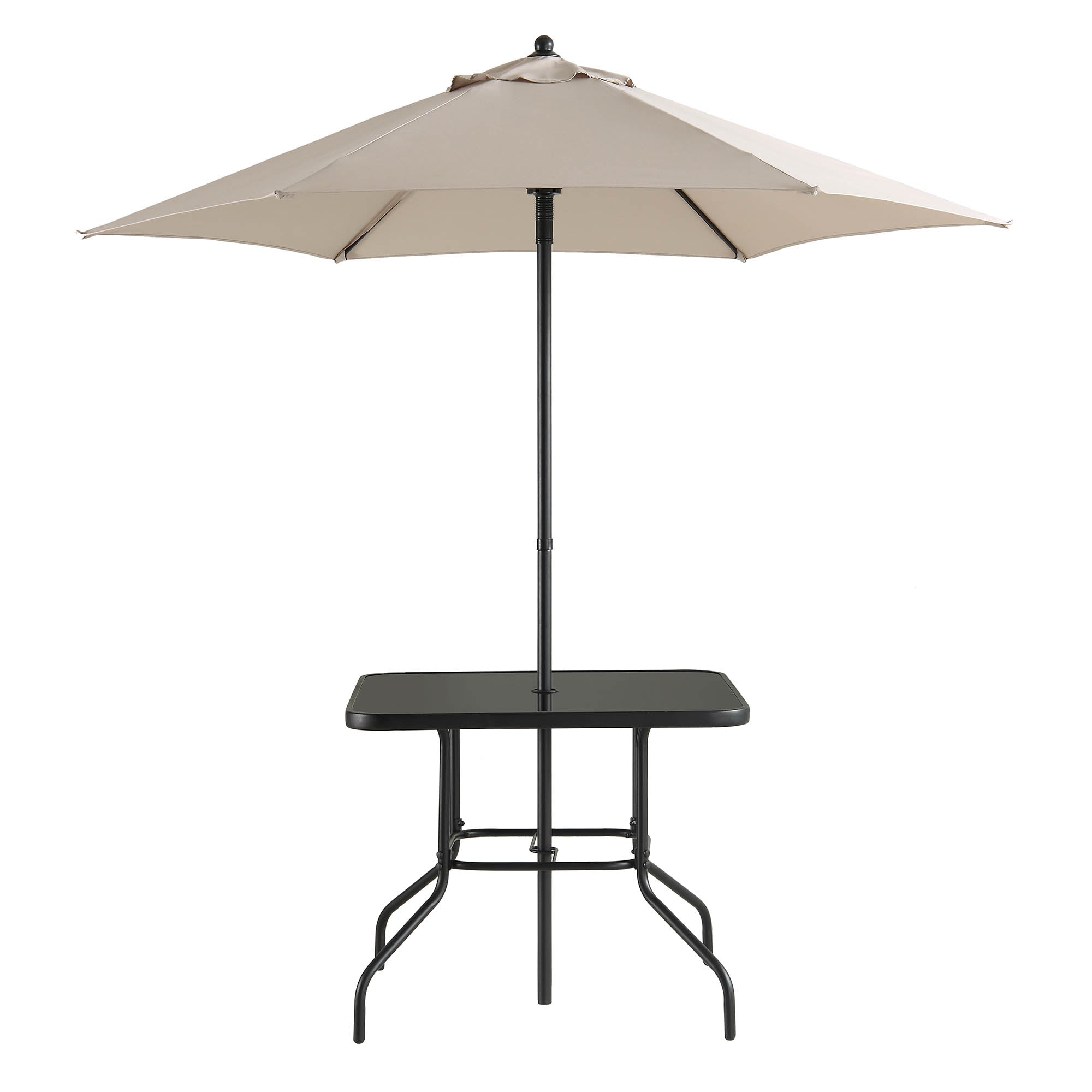 Champneys 4 Seater Steel and Fabric Outdoor Patio Dining Set with Parasol, Taupe