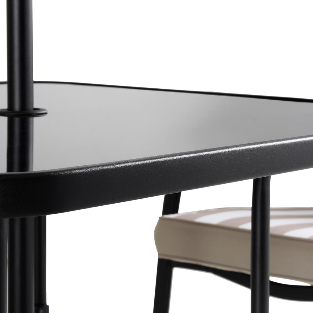 Champneys 4 Seater Steel and Fabric Outdoor Patio Dining Set with Parasol, Taupe