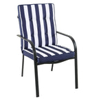 Champneys 6-Seater Steel and Fabric Outdoor Patio Dining Set with Crank Parasol, Blue