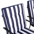 Champneys 6-Seater Steel and Fabric Outdoor Patio Dining Set with Crank Parasol, Blue