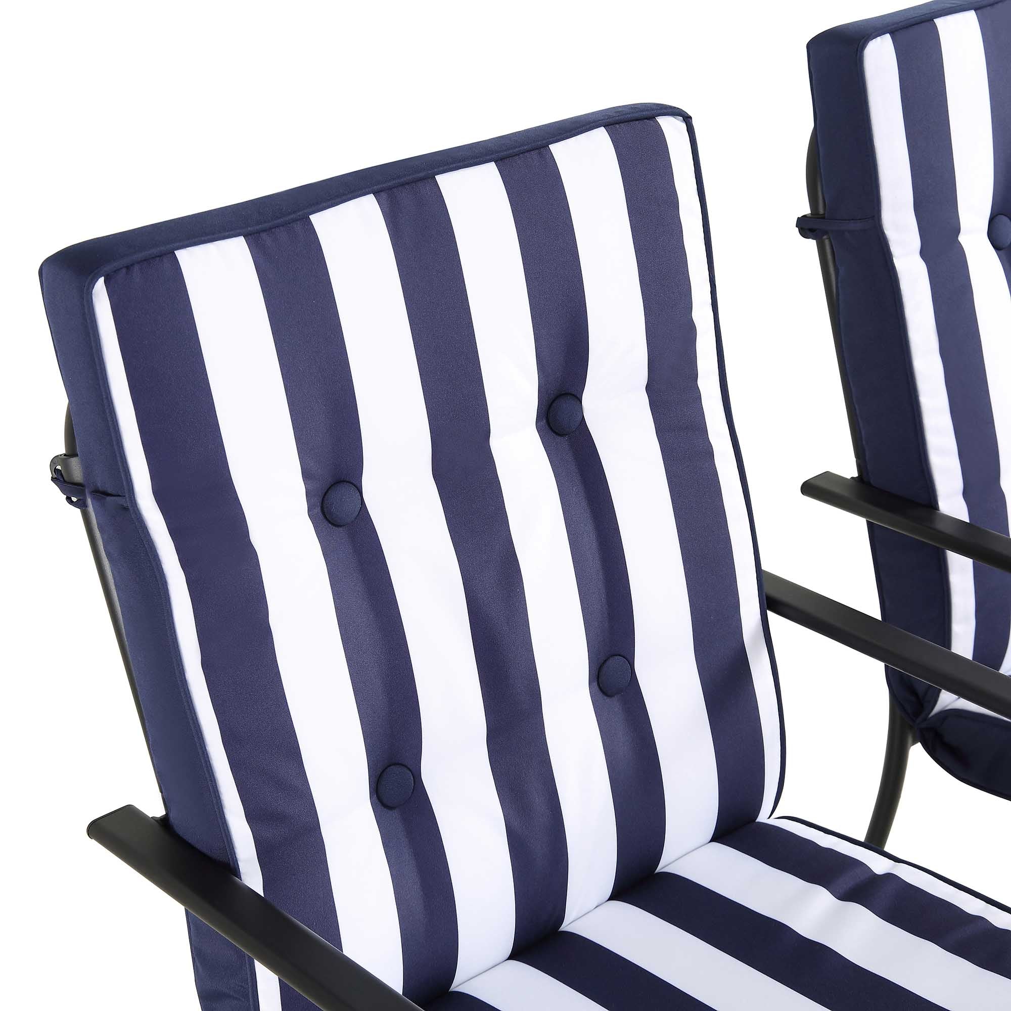 Champneys 6-Seater Steel and Fabric Outdoor Patio Dining Set with Crank Parasol, Blue