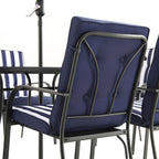 Champneys 6-Seater Steel and Fabric Outdoor Patio Dining Set with Crank Parasol, Blue
