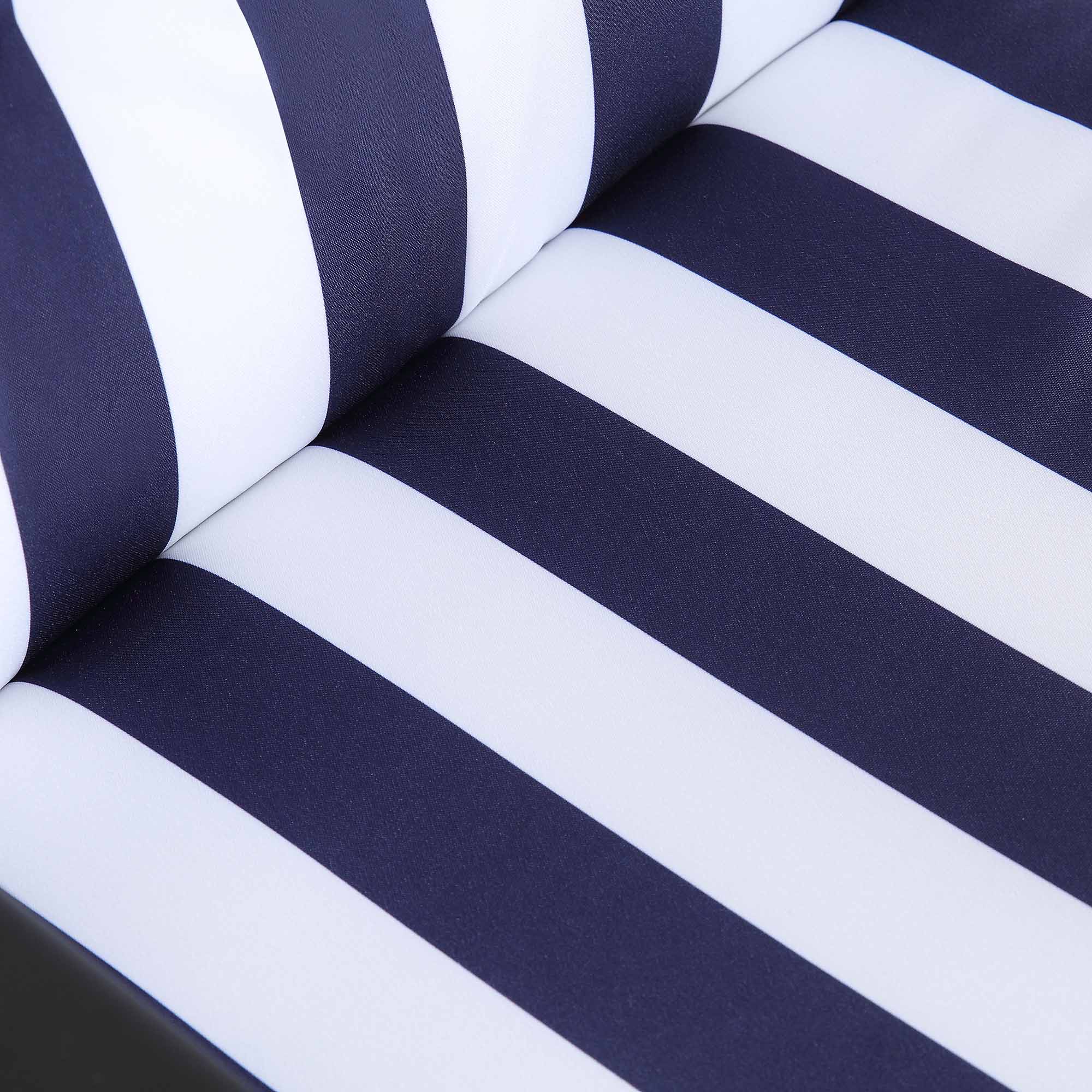 Champneys 6-Seater Steel and Fabric Outdoor Patio Dining Set with Crank Parasol, Blue