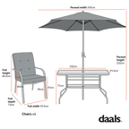 Champneys 6-Seater Steel and Fabric Outdoor Patio Dining Set with Crank Parasol, Sage Green
