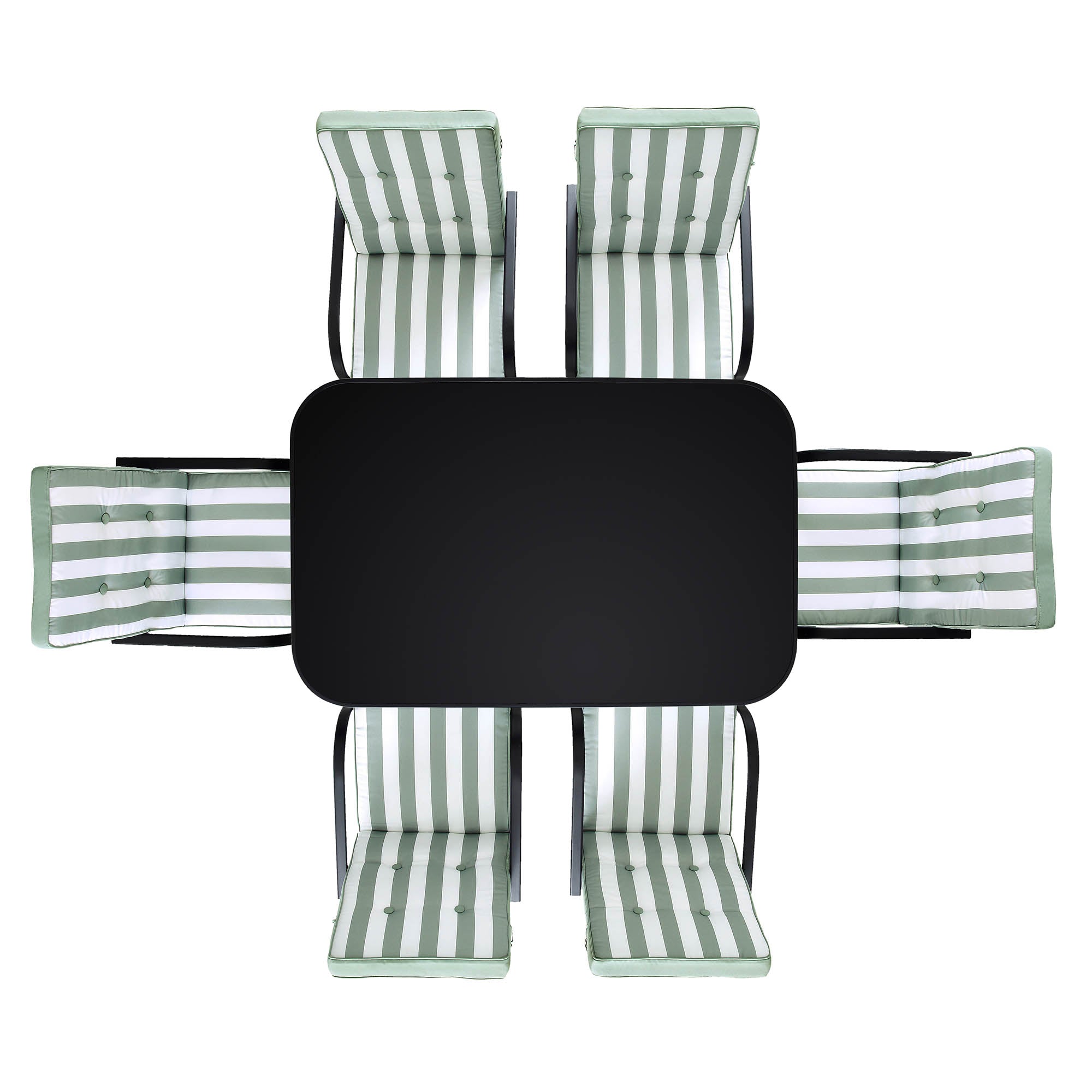 Champneys 6-Seater Steel and Fabric Outdoor Patio Dining Set with Crank Parasol, Sage Green