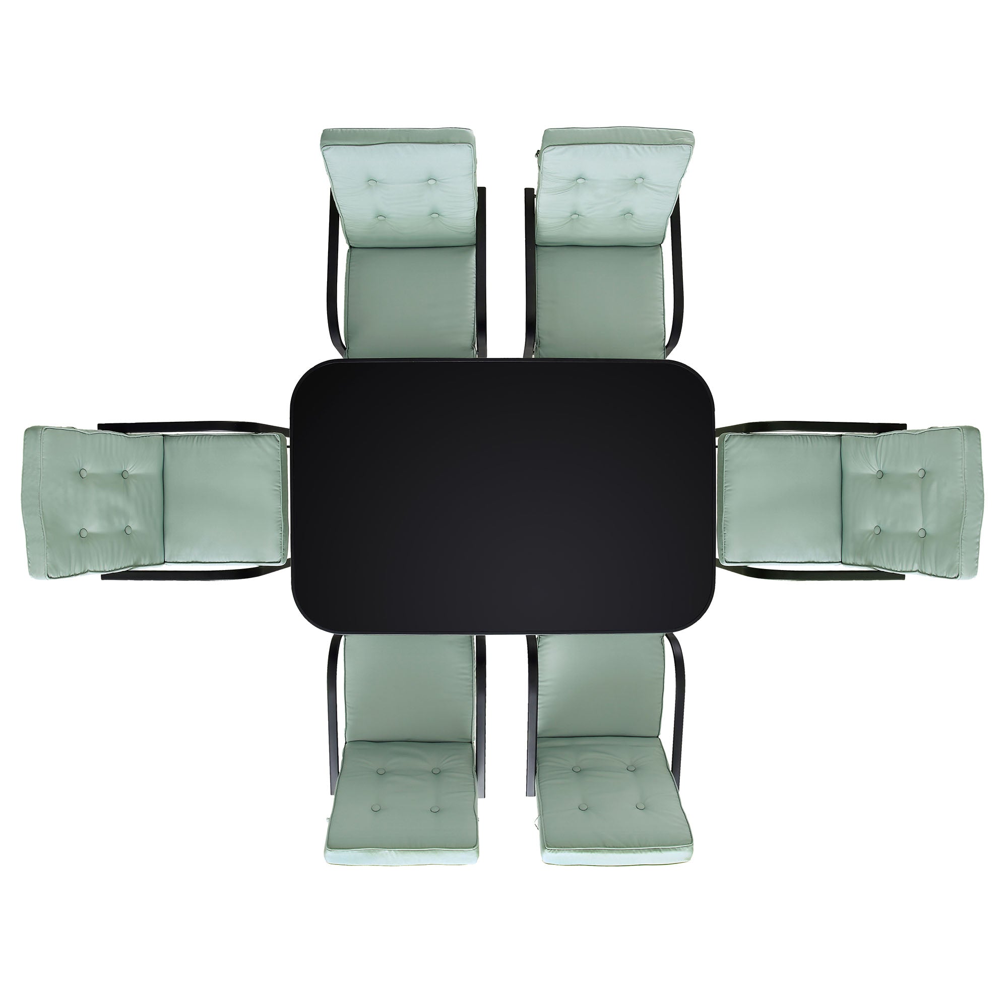 Champneys 6-Seater Steel and Fabric Outdoor Patio Dining Set with Crank Parasol, Sage Green