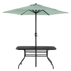Champneys 6-Seater Steel and Fabric Outdoor Patio Dining Set with Crank Parasol, Sage Green