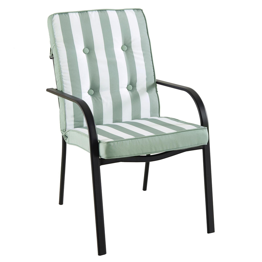 Champneys 6-Seater Steel and Fabric Outdoor Patio Dining Set with Crank Parasol, Sage Green