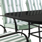 Champneys 6-Seater Steel and Fabric Outdoor Patio Dining Set with Crank Parasol, Sage Green