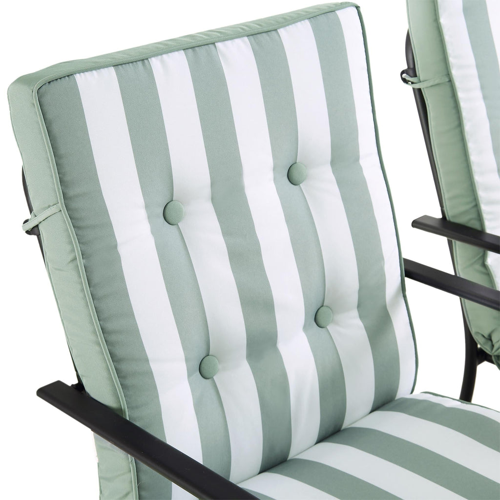 Champneys 6-Seater Steel and Fabric Outdoor Patio Dining Set with Crank Parasol, Sage Green