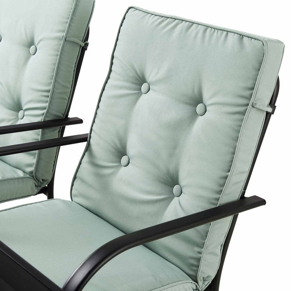 Champneys 6-Seater Steel and Fabric Outdoor Patio Dining Set with Crank Parasol, Sage Green