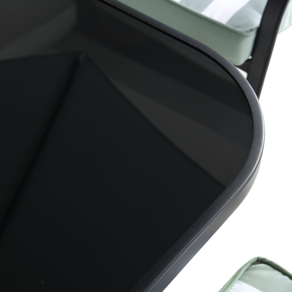 Champneys 6-Seater Steel and Fabric Outdoor Patio Dining Set with Crank Parasol, Sage Green