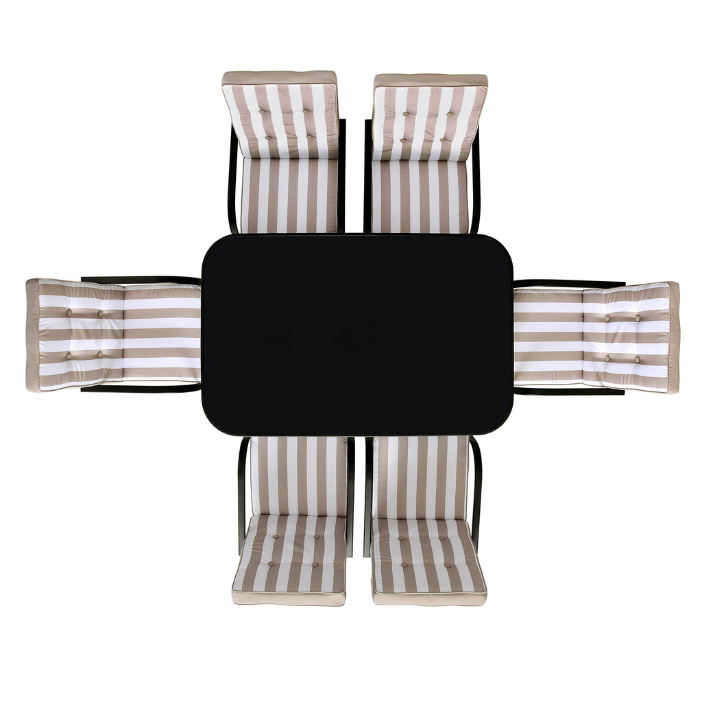 Champneys 6-Seater Steel and Fabric Outdoor Patio Dining Set with Crank Parasol, Taupe