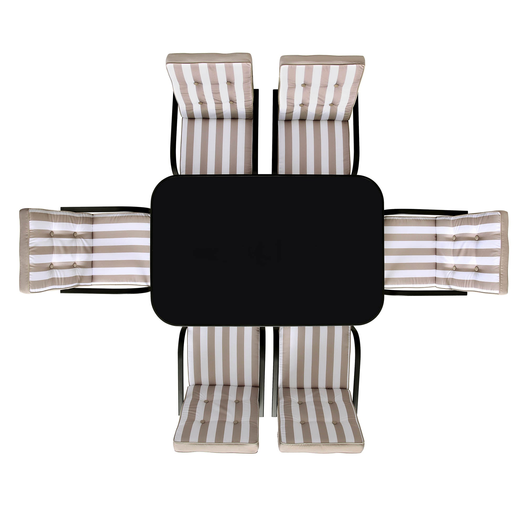 Champneys 6-Seater Steel and Fabric Outdoor Patio Dining Set with Crank Parasol, Taupe