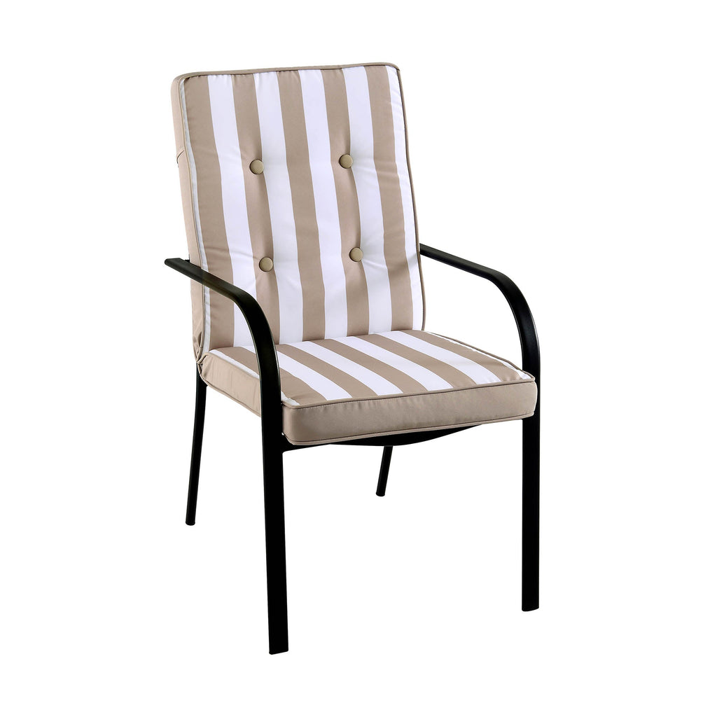 Champneys 6-Seater Steel and Fabric Outdoor Patio Dining Set with Crank Parasol, Taupe